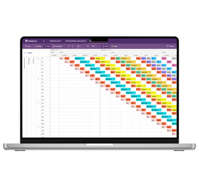 A takt production plan in the Sitedrive software according to the Sitefactory concept